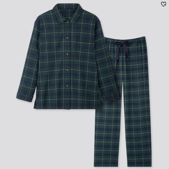 Uniqlo - Dark Green Plaid Flannel Pajama Pants - Picture 3 of 4